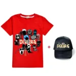 Game Doors T Shirt + Cap Boys Girls Summer Casual Cotton Clothing Round Neck - Image 6
