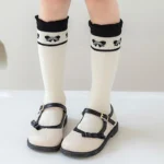 Princess Kids Bow Stockings Black White Color Baby Calf Socks - Image 4