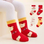 New Year Red Socks Baby Warm Sock Thick Woolen Hoop Mid Tube Socks