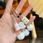 Resin Phone Lanyard Cute Keychain Plush Ball for Phone Accessory - Image 5