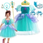 Puffy Lovely Mermaid Ball Gown Mesh Dress Girl Casual Princess Clothing