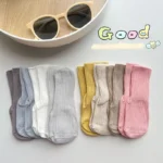 Non Slip Baby Floor Socks Solid Color Kids Mid Tube Sock