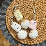 Resin Phone Lanyard Cute Keychain Plush Ball for Phone Accessory