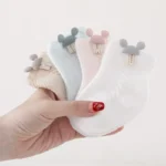 1 Pair Baby Socks Breathable Mesh Short Tube Stocks for 0-2 Years Newborn Girl Boy Cartoon Round Ear Decora Clothing Accessories - Image 2