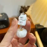 Resin Phone Lanyard Cute Keychain Plush Ball for Phone Accessory - Image 2