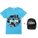 Game Doors T Shirt + Cap Boys Girls Summer Casual Cotton Clothing Round Neck - Image 3