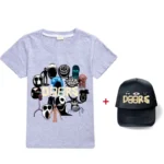 Game Doors T Shirt + Cap Boys Girls Summer Casual Cotton Clothing Round Neck - Image 5