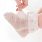 Lace Ruffle Princess Socks Flower Baby Summer Mesh Calf Sock Anti-Mosquito - Image 6