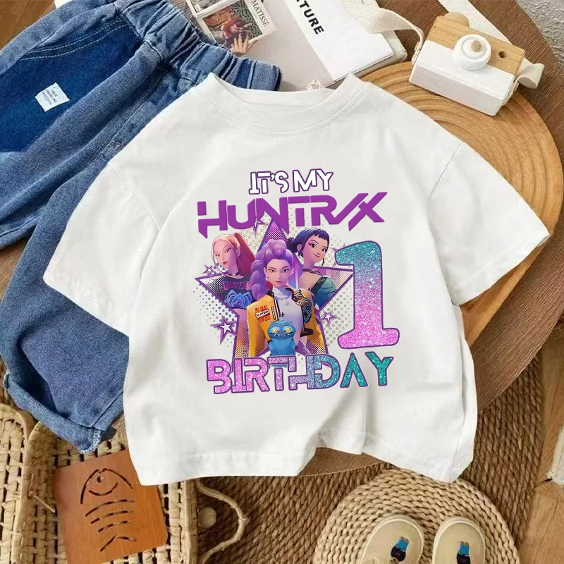 kf-Se3d68a4e0b0c4b6d8ef40965718064fey KPop Demon Hunters Baby O-neck Number T-shirt - Image 1