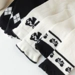 Princess Kids Bow Stockings Black White Color Baby Calf Socks - Image 5