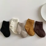 Spring Autumn Kids Socks 0-3year Children Short Tube Sock Solid Color Basic Simple Baby Cotton Socks for Student Footwear Sokken