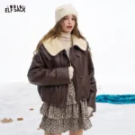 ELFSACK 2025 Winter New Arrivals Y2K Vintage Solid Plush