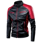 Ucrazy Men 2022 Winter Casual Motor Spliced Leather Jacket