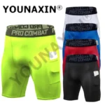 2025 Men Skinny Running Sports Tights Shorts With Pockets