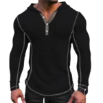 Men Hoodies Sweatshirts Button V Neck Full Sleeve - Image 4