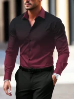2025 Gradient Color Button Down Shirt For Men - Image 4