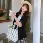 Single Button Cardigan Suits Women Blazers Turn Down Collar Outerwear Long Sleeve - Image 3