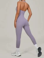 Women Yoga Jumpsuit Halter Neck One Piece Overalls Tight Fitting Gym Activewear - Image 5