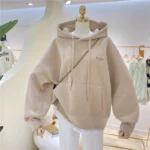 Women Solid Hoodies Sweatshirts Loose Long Sleeve