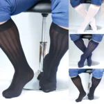Mens Sexy Striped Knee High Socks Wear - Image 6