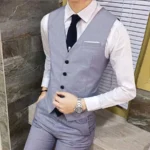 Vests Blazer Men Single Breasted V Neck Sleeveless Vest Suits - Image 2