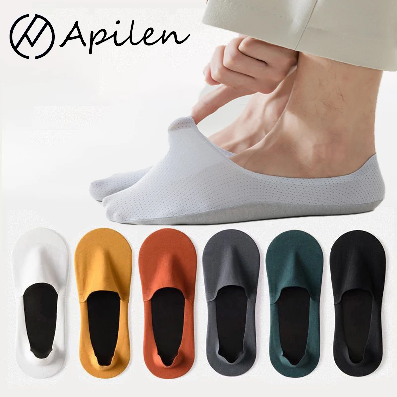 kf-S391f7d203ef04eda846c07efed8b02d6O Men Socks Spring Summer Mesh Net Breathable Thin Cool Solid Color - Image 1