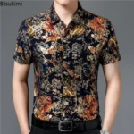 Fashion Vintage Men's Short Sleeve Print Shirt