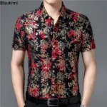 Fashion Vintage Men's Short Sleeve Print Shirt - Image 4