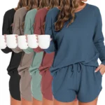 Pajamas Suit Women Sleepwear Loungewear 2 Piece Set Top Shorts