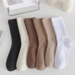 Long Socks Cotton Women'S Socks Knitted Socks White For Winter Everyday Wear School