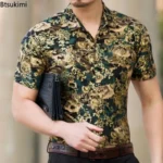 Fashion Vintage Men's Short Sleeve Print Shirt - Image 5