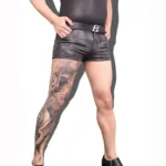 M-4XL Imitation Denim PU Leather Shorts Men Casual Micro Mini Bermuda Short Jeans