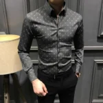 New Spring Autumn Printed Fashionable Men's Long-sleeved Shirt