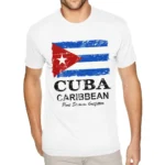 Short Sleeve Crew Neck Cotton Vintage Cuba Flag T Shirt