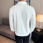 Men's V-neck High Elastic Non-marking POLO Shirt High Quality Long Sleeved - Image 4