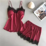 Women Pajama Suit Fashion V-Neck Lace Sexy