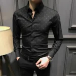 New Spring Autumn Printed Fashionable Men's Long-sleeved Shirt - Image 4