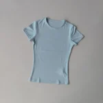 Short Sleeve T Shirt Women Summer Sports Clothes Running Workout Round Neck - Image 5