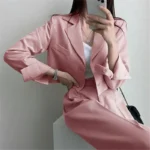 Cropped Suit Jacket Women Fashion Simple Long Sleeve