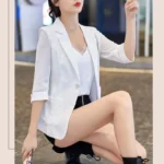 Single Button Cardigan Suits Women Blazers Turn Down Collar Outerwear Long Sleeve - Image 4