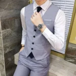 Vests Blazer Men Single Breasted V Neck Sleeveless Vest Suits