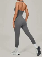 Women Yoga Jumpsuit Halter Neck One Piece Overalls Tight Fitting Gym Activewear - Image 6