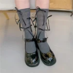 1 pair Girls Summer Ballet Style Bowknot Mid-tube Calf Socks - Image 5
