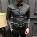 New Spring Autumn Printed Fashionable Men's Long-sleeved Shirt - Image 3