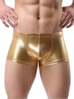 M-XXL Faux PU Leather Convex Pouch Mens Boxer Briefs Shorts - Image 3