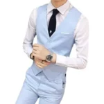 Vests Blazer Men Single Breasted V Neck Sleeveless Vest Suits - Image 5
