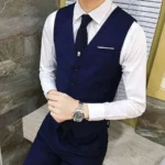 Vests Blazer Men Single Breasted V Neck Sleeveless Vest Suits - Image 6