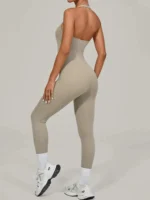 Women Yoga Jumpsuit Halter Neck One Piece Overalls Tight Fitting Gym Activewear - Image 4