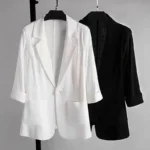 Single Button Cardigan Suits Women Blazers Turn Down Collar Outerwear Long Sleeve