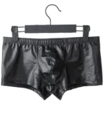 M-XXL Faux PU Leather Convex Pouch Mens Boxer Briefs Shorts